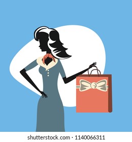 woman retro shopping