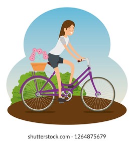 woman ride bicycle transport to do exercise