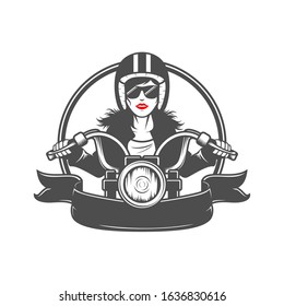 Woman Ride A Motorbike Vector Illustration