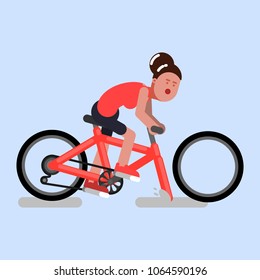 Woman rides the bike