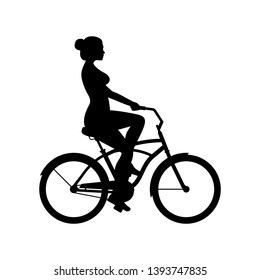 Woman riding bike. isolated on white background