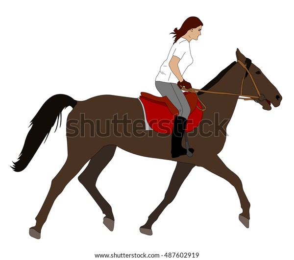 Download Woman Riding Horse Illustration Vector Stock Vector (Royalty Free) 487602919