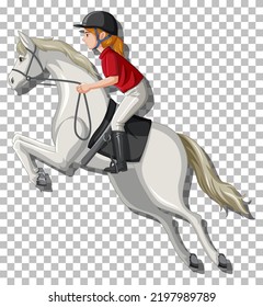 Woman riding a horse isolated illustration