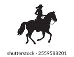 woman riding horse silhouette isolated on white background vector
