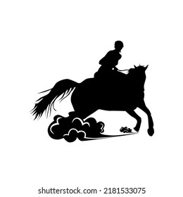 Woman Riding Horse Silhouette. Isolated Vector Illustration