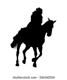 Woman Riding Horse Silhouette On White Stock Vector (Royalty Free ...