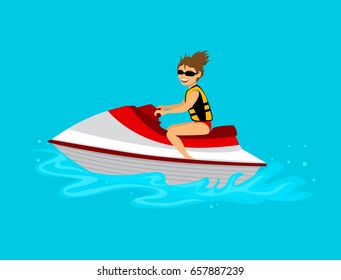 Woman riding jet ski vector illustration