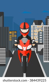 Woman riding motorcycle.