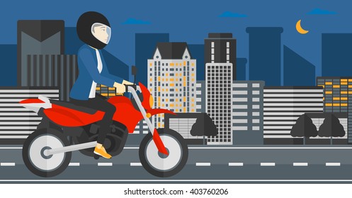Woman riding motorcycle.