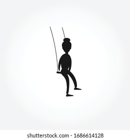 woman riding on a swing silhouette icon design element