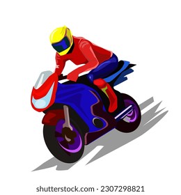 woman riding a racing motorcycle.vector illustration isolated on white background..Cute design for t shirt print, icon, logo, label, patch or sticker