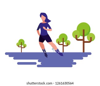 woman riding roller skate natural outdoor