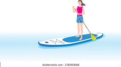 Woman riding a stand-up paddle  board