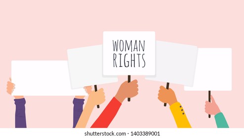 Woman right. Women resist symbol. Vector illustration.