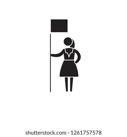 Woman rights black vector concept icon. Woman rights flat illustration, sign