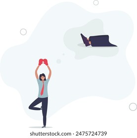 Woman rights, gender inequality fight back, business winning victory concept.flat illustration.