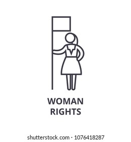 woman rights thin line icon, sign, symbol, illustation, linear concept, vector 