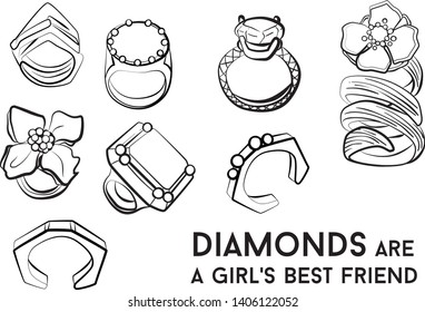 Woman ring - jewelry set Fashion vector illustration vector  object isolated necklace