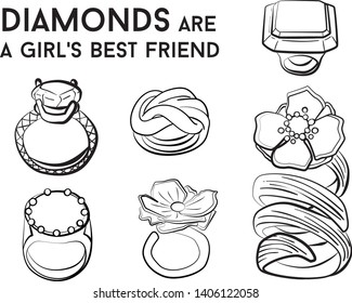 Woman ring - jewelry set Fashion vector illustration vector  object isolated necklace