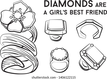 Woman ring - jewelry set Fashion vector illustration vector  object isolated necklace