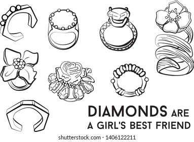 Woman ring - jewelry set Fashion vector illustration vector  object isolated necklace