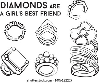 Woman ring - jewelry set Fashion vector illustration vector  object isolated necklace