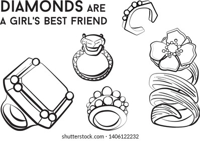 Woman ring - jewelry set Fashion vector illustration vector  object isolated necklace 
