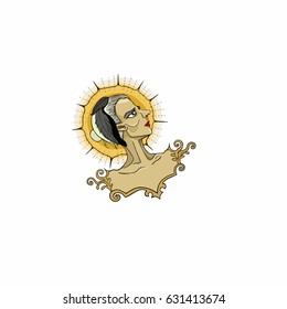 Woman with the ring of light above her head vector illustration