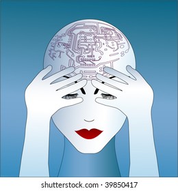 woman robot like thinking