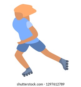 Woman roller-skates icon. Isometric of woman roller-skates vector icon for web design isolated on white background