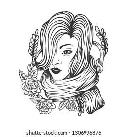 woman rose flower decoration