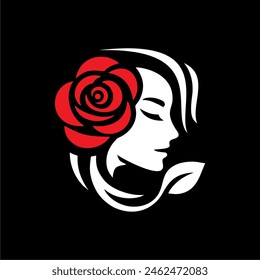 Woman and rose logo, simple vector