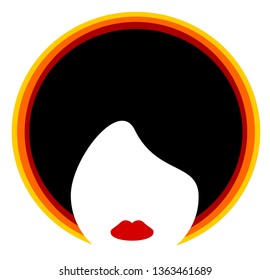 Woman with round rainbow afro