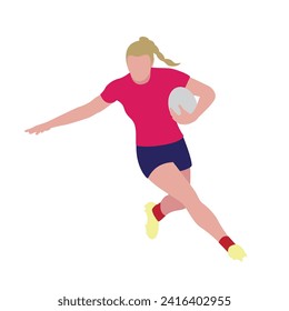 woman rugby player with a ball, vector illustration