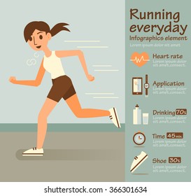 Woman run ,Info-graphic elements