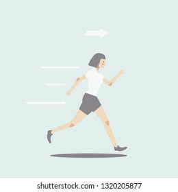 woman run rush sprint vector