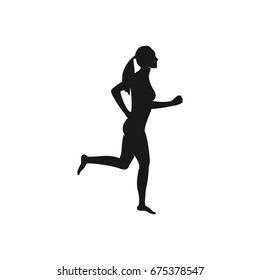 woman run vector silhouette full body