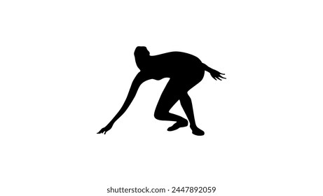 woman runner, black isolated silhouette