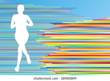 Woman runner silhouette vector background template concept