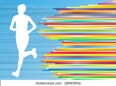 Woman runner silhouette vector background template concept