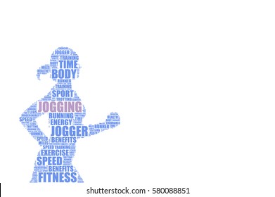 woman runner tag cloud vector silhouette