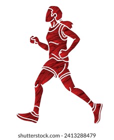 A Woman Running Action Marathon Runner Start Running Cartoon Sport Graphic Vector