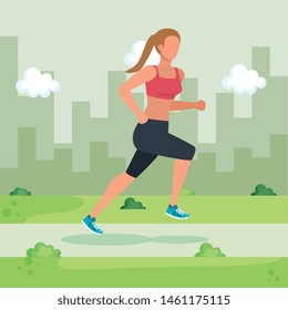 woman running activity in the city scape