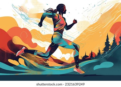 woman running with art format 