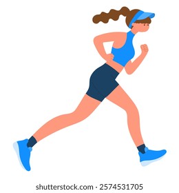 woman running athlete symbolizing strength and empowerment for international women’s day and equality flat vector illustration