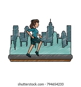 Woman running cartoon