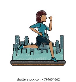 Woman running cartoon