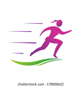 Woman running fast. Sport fitness Vector