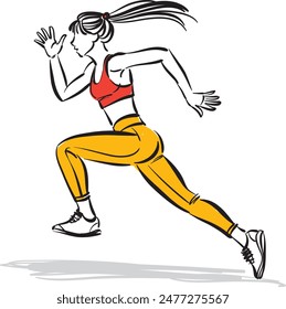 woman running fitness runner vector illustration