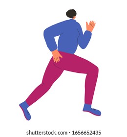 Woman running. Girl in fashionable sportwear jogging isolated on white background. Female athlete. Sporty person. Vector flat character.